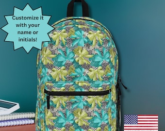 Aqua Lime Coquette Bow Backpack - Sac d'école ou de voyage personnalisé avec une touche féminine