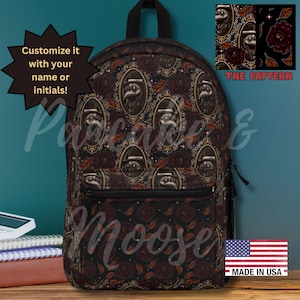 Gothic Plague Doctor Backpack - Dark Floral Vintage Aesthetic Bag