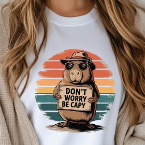 Don&#39;t Worry Be Capy T-Shirt | Retro Capybara Graphic Tee