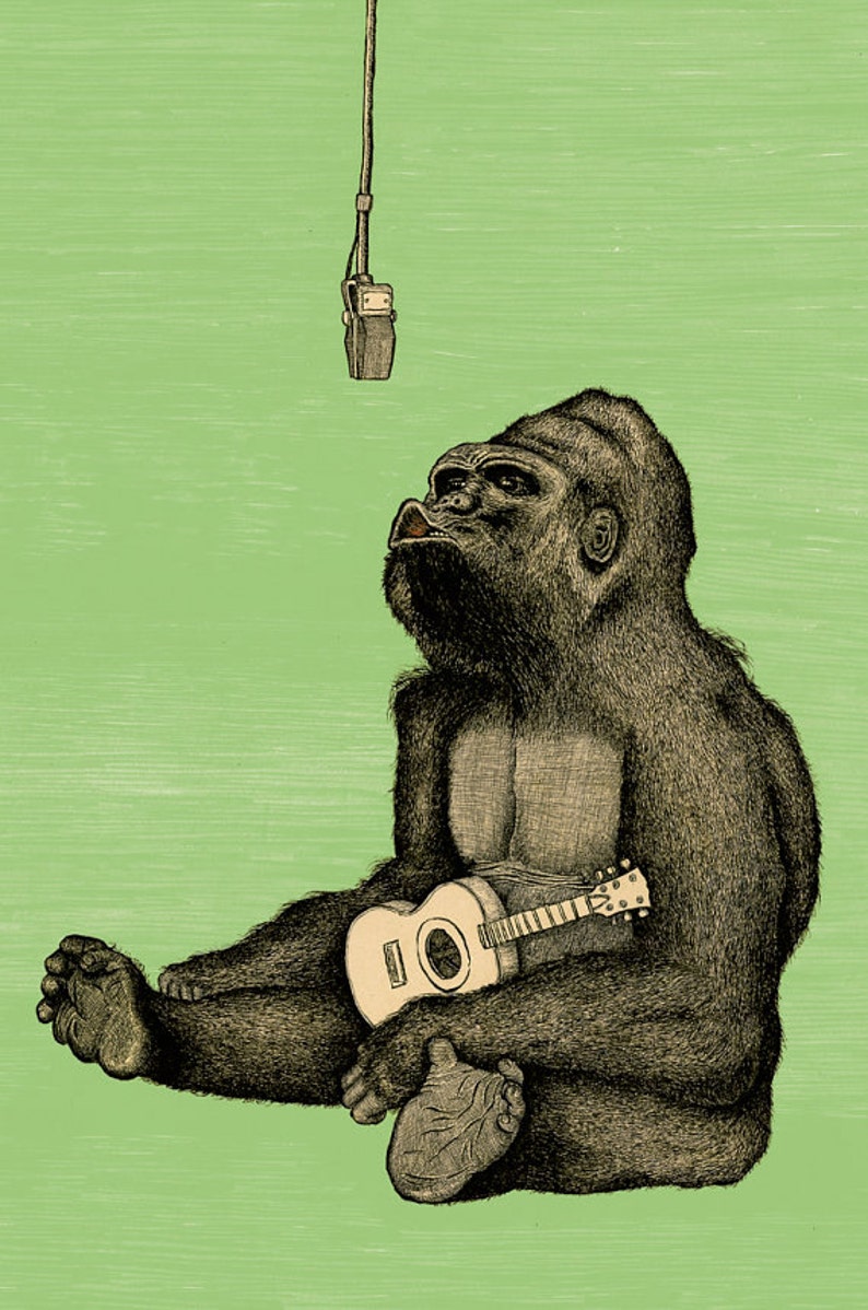 GORILLA Print 11x16.5 Signed and Numbered. Backround Color Etsy