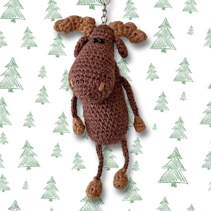 Handmade Crochet Moose Keychain Adorable Dangly-Leg Design Fun Quirky Gift for Him or Her