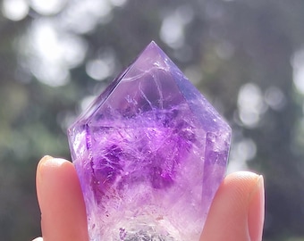 Natural Violet Brazilian Amethyst Point, Healing Crystal Tower