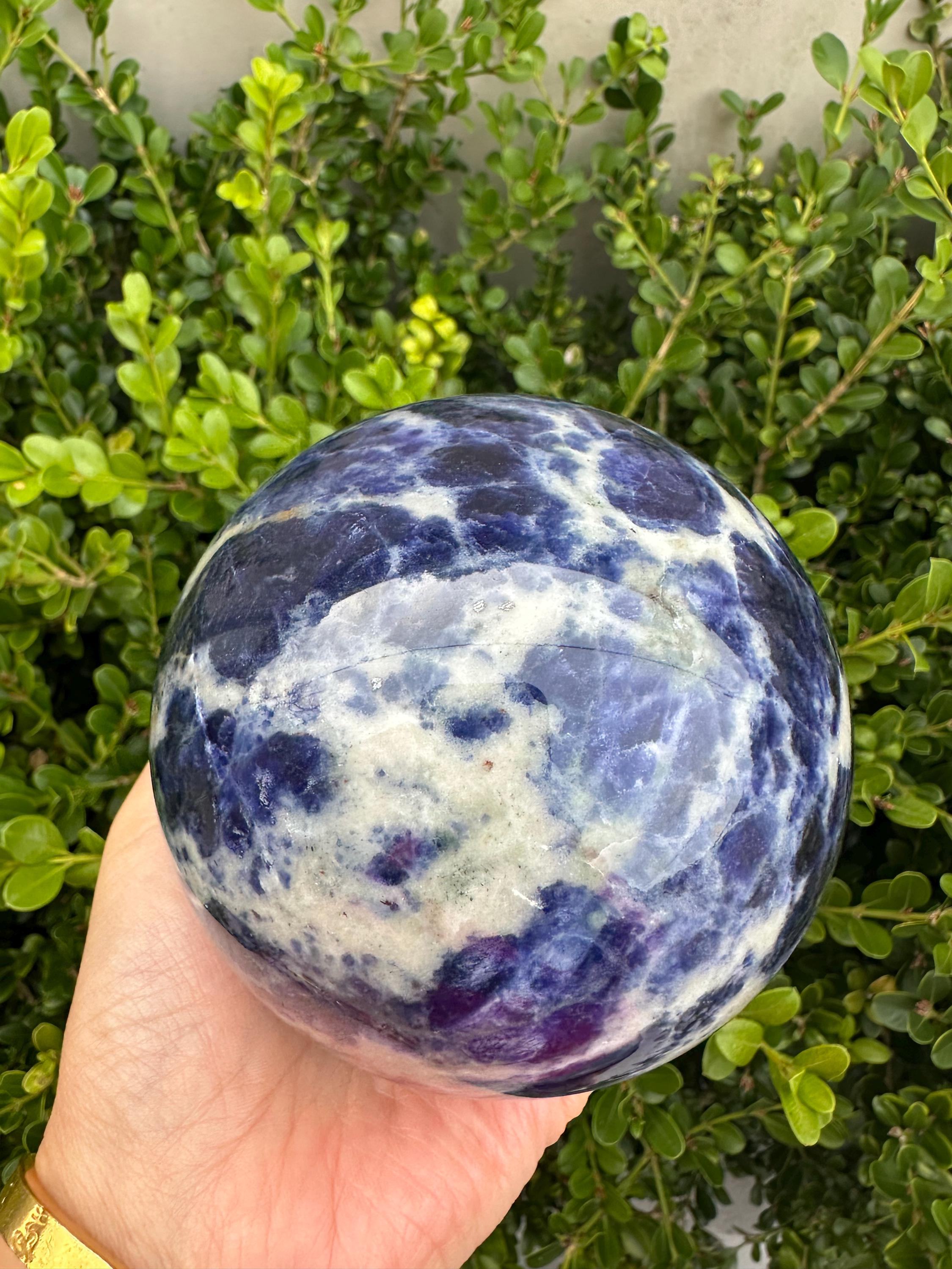 Large Natural Sodalite Sphere | Blue Healing Crystal Ball for Clarity, Wisdom and Calmness | Unique Home Decor & Spiritual Gift #1