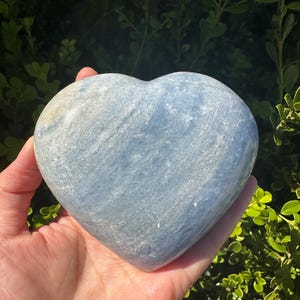 Large Natural Blue Calcite Heart | Calming Crystal for Healing, Feng Shui, & Chakra Balancing Crystal home decor crystal gift #7