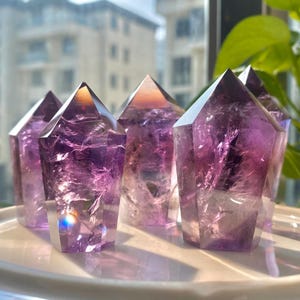 AAAA Uruguay Amethyst Tower | Deep Purple Natural Crystal Point for Healing, Meditation & Home Decor | Energy Gift Mother‘s Day Crystal Gift