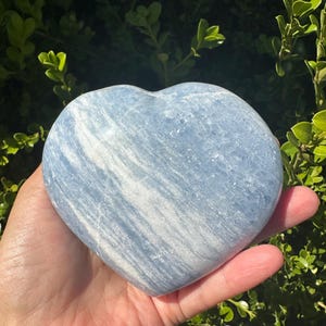Large Natural Blue Calcite Heart | Calming Crystal for Healing, Feng Shui, & Chakra Balancing Crystal home decor crystal gift #9