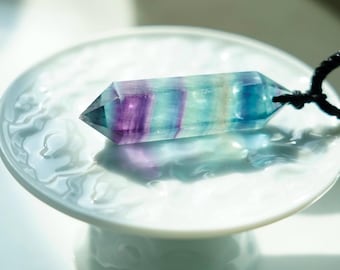 Natural Crystal Colored Fluorite Point Hexagonal Prism Healing Stone 1.6-3.1 in Obelisk Wand from Cloisonne - price 22.48