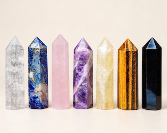 Kristallen torenset met 7 chakra's | Zeven punten van natuursteen | Cadeau voor meditatie en kristallen