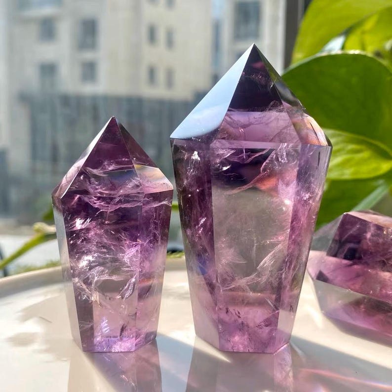 AAAA Uruguay Amethyst Tower,  Deep Purple Natural Crystal Point for Healing, Meditation & Home Decor, Energy Gift christmas crystal gift.