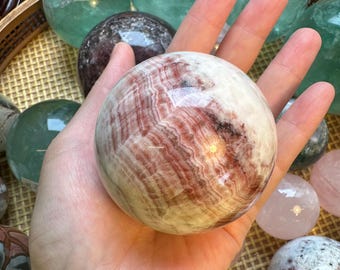 Natural Dali Jasper Sphere: Pink Crystal Ball, Healing Stone