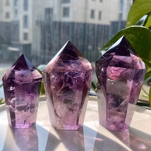 AAAA Uruguay Amethyst Tower,  Deep Purple Natural Crystal Point for Healing, Meditation & Home Decor, Energy Gift christmas crystal gift.