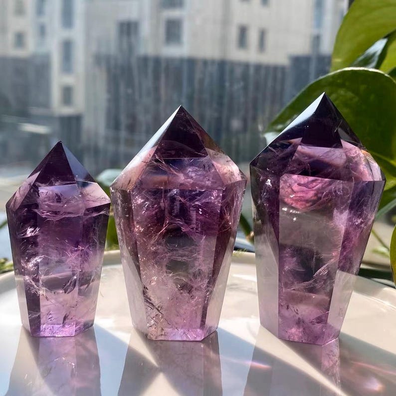 AAAA Uruguay Amethyst Tower,  Deep Purple Natural Crystal Point for Healing, Meditation & Home Decor, Energy Gift christmas crystal gift.