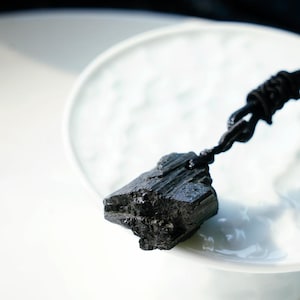 Black Tourmaline Necklace - Jet Black Protection Crystal Jewelry for Energy Cleansing, Grounding, Psychic Shielding & Spiritual Gift