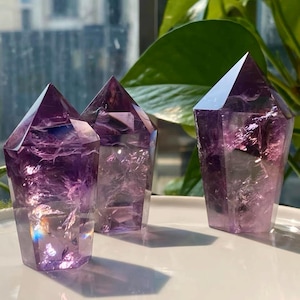 AAAA Uruguay Amethyst Tower,  Deep Purple Natural Crystal Point for Healing, Meditation & Home Decor, Energy Gift christmas crystal gift.