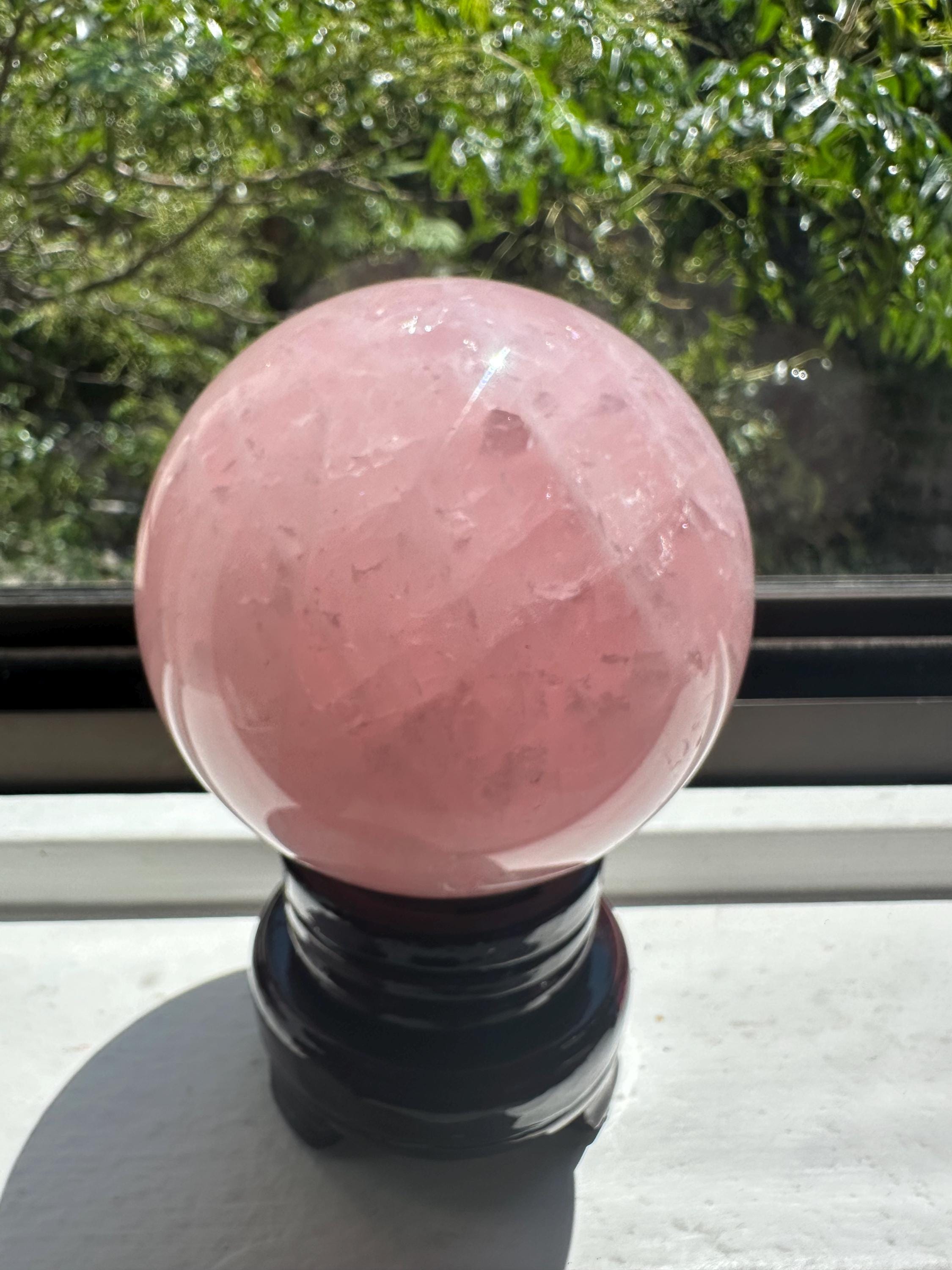 Self-Love & New Beginnings Rose Quartz Sphere Large Healing Crystal Ball for Emotional Recovery, Love Chakra Cancer Season Crystal Gift #4