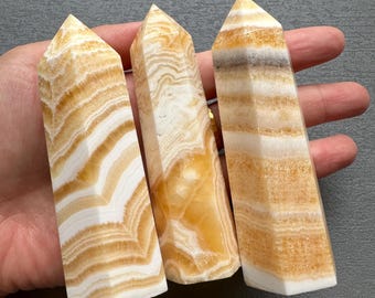 Torre di calcite gialla / Punta di cristallo per fiducia e motivazione / Decorazione per la manifestazione