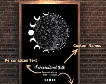 Custom Star Map Print | Personalized Night Sky Map - Romantic Couple Gift, Framed Poster