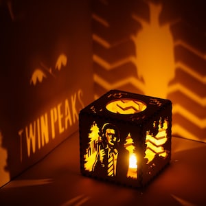 Twin peaks gift, Twin peaks art, Twin peaks candle, Twin peaks Lamp, Shadow lamp, Twin Peaks decor, Wooden Candle Box, Shadow Lantern