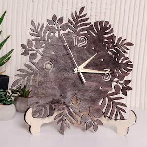 Mandala Wall Clock, Leaf wall clock, Wooden Mandala Clock, Floral wall clock, Wooden wall clock,  Nature wall clock, Layered Clock