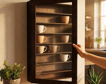 Wooden Wall Mounted Display Cabinet with LED Lights