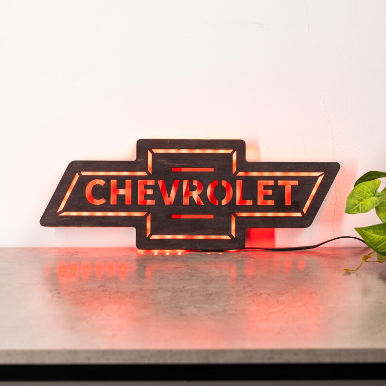 Chevy Led Sign Chevrolet Led Sign, Chevrolet Logo Sign, Car Logo Sign, Garage Light up ...