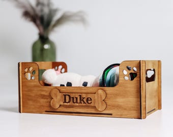 Cesta para juguetes de mascotas,Caja de madera para juguetes de perros,Cesta para juguetes de perros con nombre,Caja para juguetes de perros personalizada