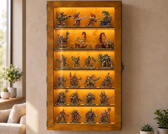 Led Display Case, Wood display case glass top, Display case for figures, Wood cabinet, Display for collectibles,Display shelves for crystals