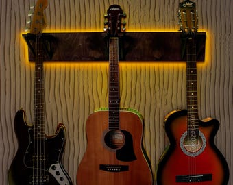 Multiple Guitar Wall Hanger, Guitar Wall Mount, Guitar hanger wooden, Guitar Rack ,Guitar hooks wall light, Guitar wall hook