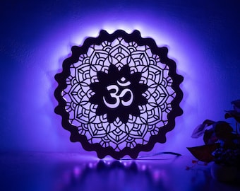Om led wall wood, Om neon sig, Om light decor, Om symbol wall art, Om sign wooden, Mandala led light, Yoga neon sign, Meditation light lamp