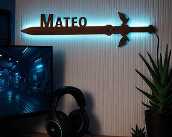 Personalized sword, Master sword, Gaming Wall Art, Game sword neon sign, Custom gamer sign, Sword light sign, Master sword decor