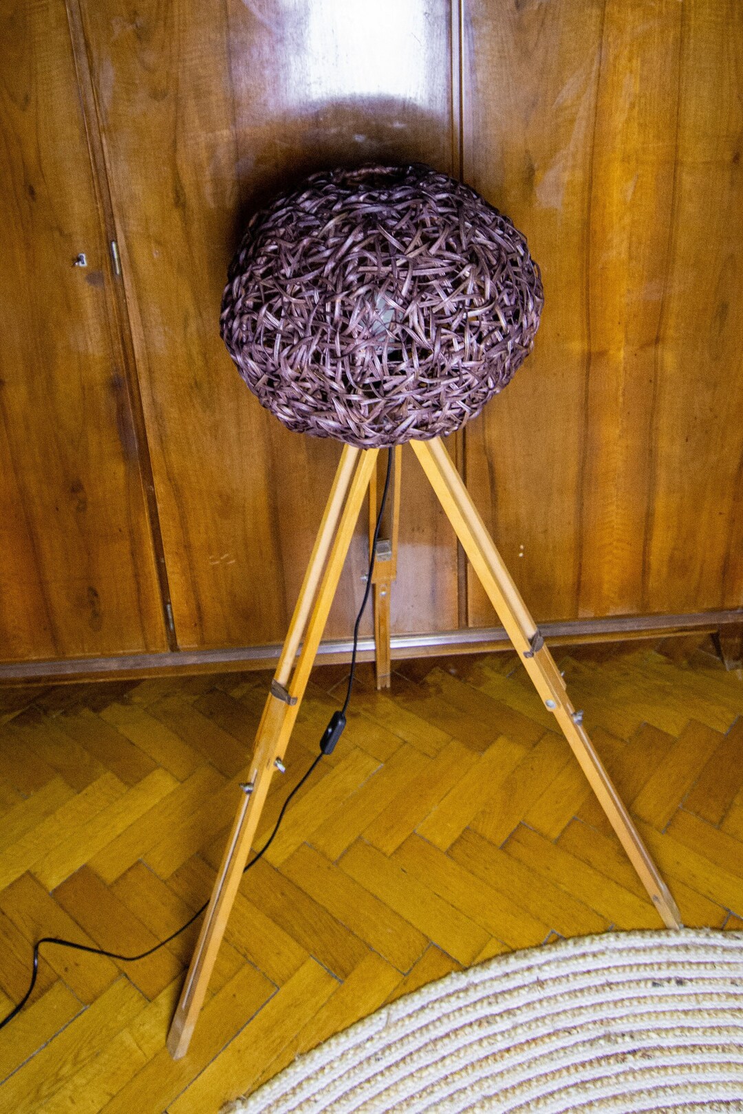 Tripod Floor Lamp Rattan Shade - Etsy