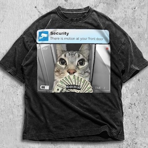 Camiseta meme de Ring Cat con movimiento, gato maldito, camiseta meme divertida, camiseta irónica, regalo para amantes de los gatos, camiseta meme, camiseta estética de los 90