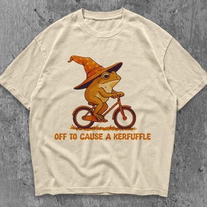 Off To Cause A Kerfuffle Frog T-shirt. Comfort Colors Funny Weirdcore Sayings Unique Tshirt Tee Adults Men Women Meme Graphic Sarcastic