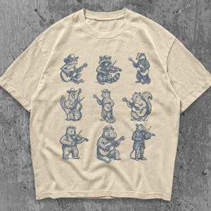 Animal Musician Vintage Style T-shirt, 90s Tattoo Retro Animal, Music Lovers Cute Nature Shirt, Animal Playing Guitar, Trash Panda Shirt