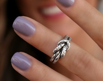 Nautical Jewelry, Nautical Sailors Knot Ring, Sterling Silver Handmade Nautical Ring, Beach Jewelry Ring, Sailor's Knot Ring, Reef Knot Ring