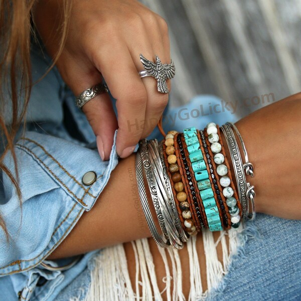 LAST ONE Boho Bracelet, Boho Wrap Bracelet, Wrap Boho Bracelet, Wrap Bracelet Bohemian Bracelet Boho Jewelry Turquoise Wrap Leather Bracelet