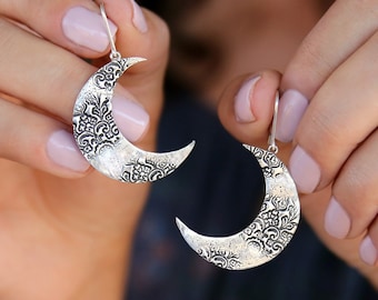 Sterling Silver Crescent Moon Earrings, Sterling Silver moon Earrings, Sterling Silver Cresent Moons, Sterling Silver Crescent Moon Jewelry