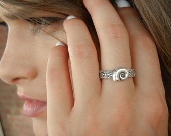 Muschel Schmuck, Muschel Ring, Silber Muschel Ring, Sterling Silber Muschel Ring, Muschel Ring, Muschel Schmuck, Größen 4 5 6 7 8 9 10 11 12 13
