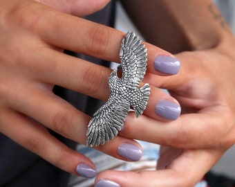 Adler Ring, Adler Schmuck Ring, Sterling Silber Adler Ring, Vogel Schmuck, Vogel Ring, Silber Vogel Ring, Sterling Silber Dreifach-Fingerring