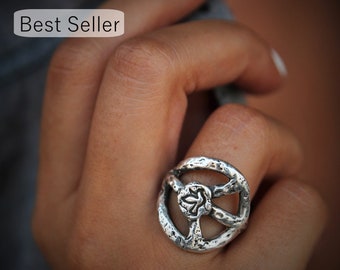 Hippie Jewelry, Bohemian Jewelry, Hippie Fashion Accessories, Bohemian Ring, Hippie Ring, STERLING SILVER Hippie Ring, Hippie Jewelry Ring