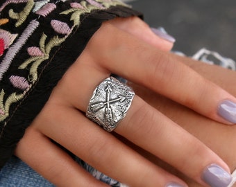 Boho Jewelry Sterling Silver Ring, Double Arrows Ring Boho Jewelry, Boho Silver Ring, Arrow Jewelry Boho Silver Ring, Sterling Silver Ring