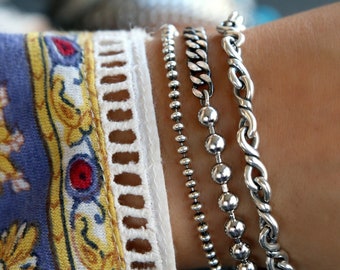 Boho-sieraden sterlingzilveren armbandset, instant armbandstapelcollectie, stapelarmbanden, zilveren boho-sieraden boho-gelaagde sieraden