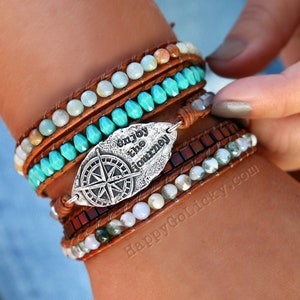 Boho Jewelry, Boho Bracelet, Sterling Silver Boho Jewelry Leather Wrap Bracelet, Beaded Boho Wrap Bracelet, Bohemian Style Jewelry Bracelet