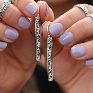Sterling Silber Bar Ohrringe, einfache Bar Ohrringe, Bar einfache Ohrringe, Bar Boho Ohrringe, einfache Bar Ohrringe, strukturierte Silber Bar Ohrringe