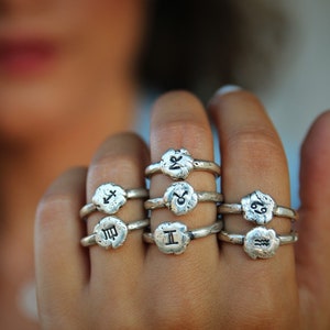 Zodiac Rings, Astrology Jewelry, Zodiac Jewelry, Sterling Silver Astrological Sign Jewelry, Horoscope Jewelry, Horoscope Sign Jewelry Rings