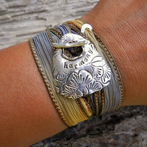 Sterling silver wrap bracelets handmade by artist HappyGoLicky Jewelry