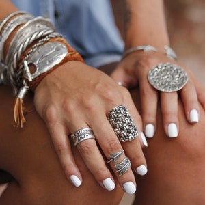 Chunky Boho Ring, Chunky Sterling Silver Rings, Boho Jewelry Chunky Ring, Chunky Boho Ring, Hippie Ring, Knit Crochet Wide Ring Boho Fashion