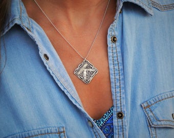 Silver Monogram Necklace, Monogram Necklace Gift, Sterling Silver Monogrammed Necklace Gift Idea, Initial Jewelry, Silver Monogram Jewelry