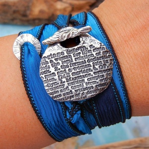 Versatile silk ribbon wrap bracelet with sterling silver by HappyGoLicky Jewelry