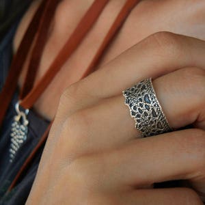 Silver Lace Ring, Silver Crown Ring, Sterling Silver Boho Lace Ring, Boho Ring, Boho Jewelry Lace Ring, Princess Crown Ring, Queen Crown